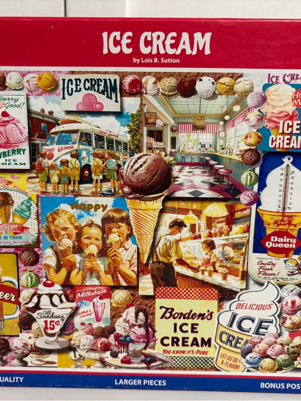 White Mountain Ice Cream Puzzle #2027, 1000 pieces, Ages 12+, Poster included